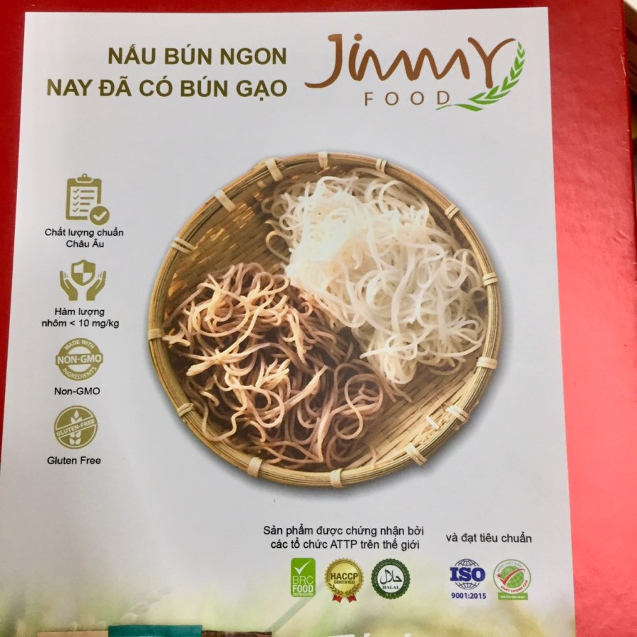 Bún gạo khô Jimmy túi 250g, tiêu chuẩn xuất khẩu châu Âu.