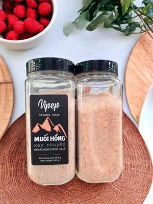 Muối hồng Himalaya loại xay mịn, hộp 500gr.