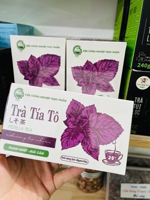 Trà tía tô - Viện công nghiệp Thực phẩm - giảm đau gout, giải cảm, chống dị ứng.
