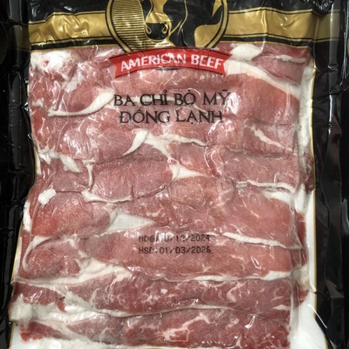 Ba chỉ bò Mỹ hiệu Excel, khay 500gr