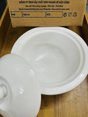 BÁT THỐ CHƯNG YẾN CAO CẤP  GỐM SỨ MINH CHÂU MÀU TRẮNG TRƠN 320ML